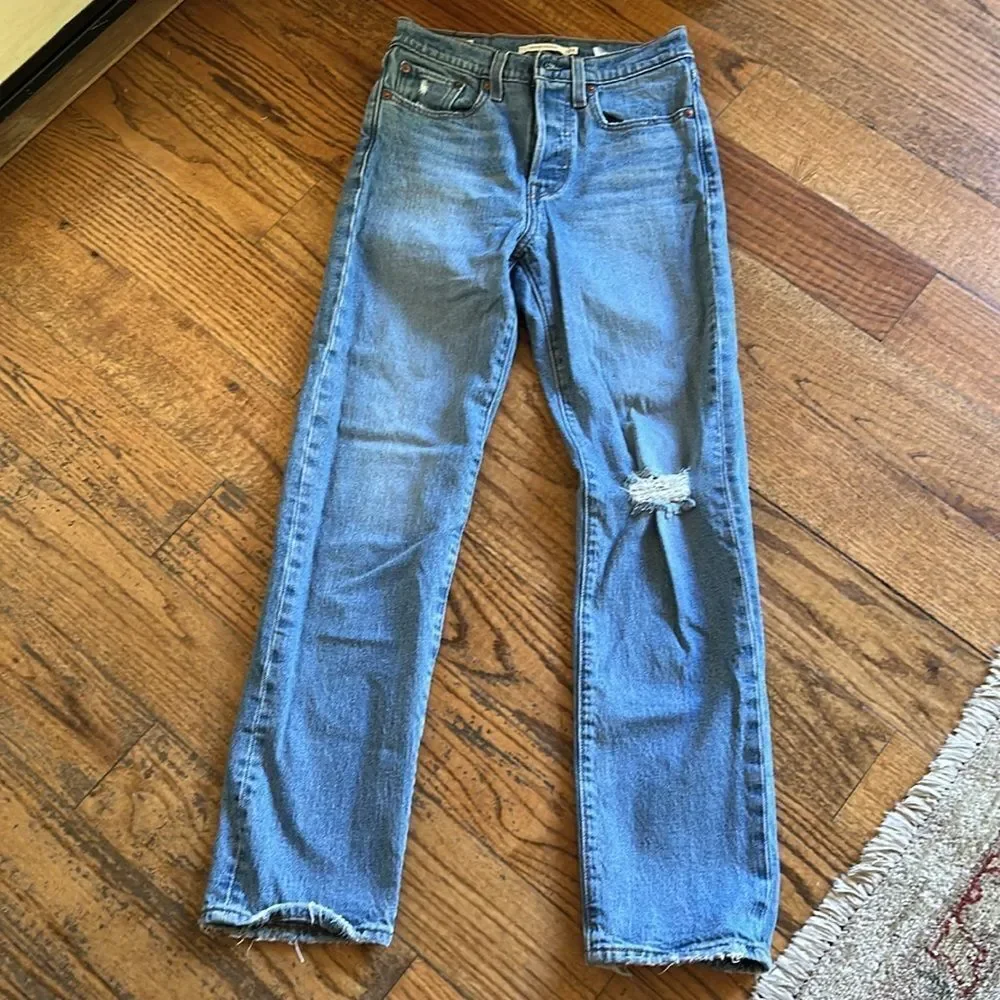Levi’s Wedgie Straight Button Fly Classic Blue Mom Jeans Size 24 - Picture 6 of 14